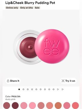 Fwee Lip and Cheek Blurry Pudding Pot STH dusty pink NWT